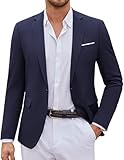 COOFANDY Casual Slim Fit Sport Coats for Men Regular Fit Big and Tall One Button Formal Blazer Jacket, Dark Blue, Large