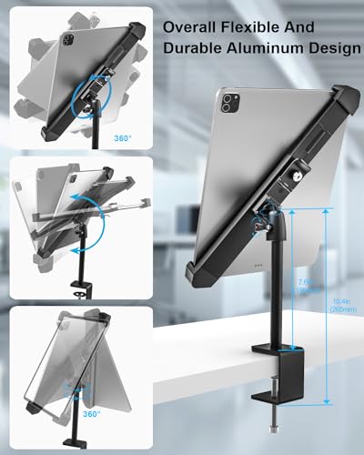 Image of Anti-Theft Retail Kiosk Tablet Stand - [Dual Security Lock] 360 Swivel Locking iPad POS Stand Holder, for 7-11 inch iPad Pro /Air /Mini, Galaxy Tab, Surface, for Store Display Office Kitchen Desktop
