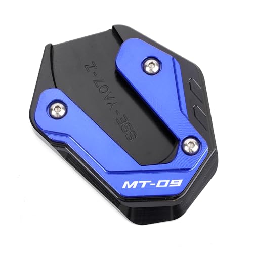 LLIDFONK Für Yamaha MT09 SP MT 09 MT-09 2015-2024 2025 Aluminium Motorrad Zubehör Ständer Fuß Seitenständer Vergrößerungspad Stützplatte (Blau)