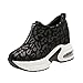 Rosas La Plataforma de Wedge Leopard imprimió a Casual Zipper Zapateras Femeninas Fashion Sneakers Femenino Sneakers Zapatos Ancho Especial Mujer (Black, 36)
