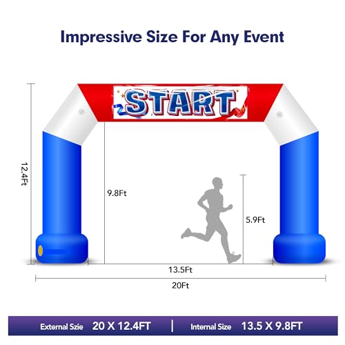 Wellcomer 20Ft Polygon Inflatable Arch with Built-in Blower - Primary Colors, Archway Recommended for Races, Marathons, Organized Events, Carnivals, Festivals, Parties by Wellcomer - Used condition - Image 8
