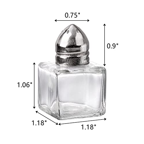 ZEAYEA Set of 24 Small Salt and Pepper Shakers, 0.5 oz Mini Glass Seasoning Jars with Funnel, Glass Cube Body Spice Shakers for Wedding, Party, Restaurant, Home Kitchen Supplies