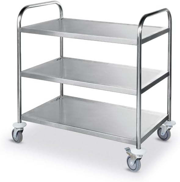 Hendi 810101 Edelstahl-Servierwagen mit 3 Borden