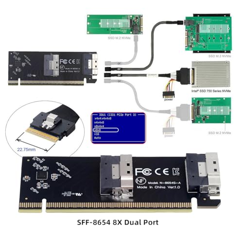 Image of CY Low Profile Slimline Dual SFF-8654 8X 74Pin to Detachable PCIE 16X Express 3.0 PCIE4.0 Raid Card VROC Raid0 Hyper Adapter