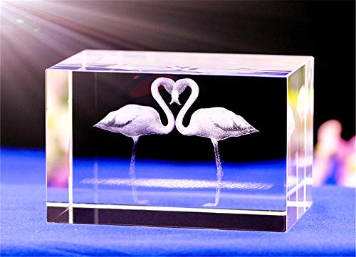 Crystal Glass Flamingo Decor,3d Laser Etched Crystal Flamingo Ornament Art,Animal Crystal Glass Cube Engraving Figurine Flamingo Sculpture Gifts With Gift Box (30 * 30 * 40mm) - Image 3