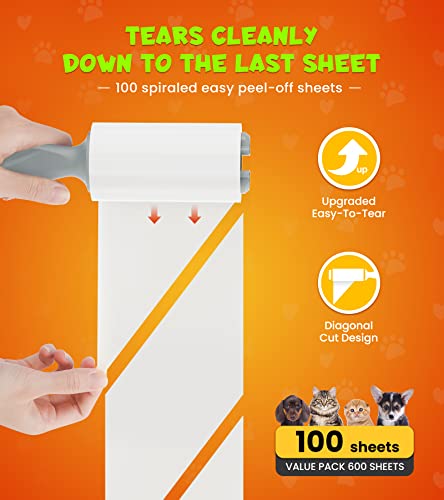 Konizy Lint Rollers For Pet Hair Extra Sticky, 600 Sheets Mega Value Set Lint Roller With 3 Upgraded Handles, 6 Rollers Portable Pet Lint Remover For Clothes, Furniture, Carpet, Dog & Cat Hair Removal #TOP4