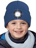 SPGOOD Kinder LED Mütze mit wiederaufladbarer Licht für Laufen(Dunkelblau)