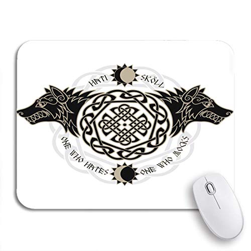 N\A Almohadilla para rat MOBEITI Gaming Dos Lobos de la mitolog rdica Hati y Skoll devoran Goma Antideslizante Alfombrilla de rat porttiles Alfombrillas para rat