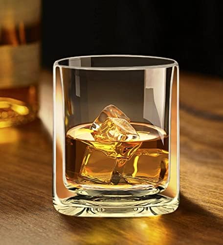 Sun's Tea Strong Double Wall Insulated Old-fashioned Whiskey Glasses | Classic Scotch Whiskey Glasses | Bourbon Rocks Glasses (9 Ounce /265ml, Set of 2) -- Manhattan Style