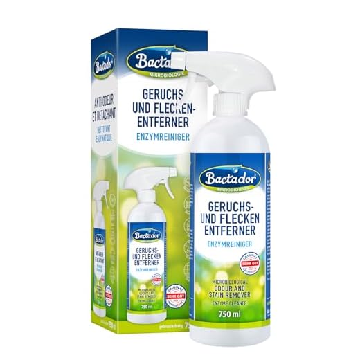 Bactador Geruchsentferner & Fleckenentferner Spray 750ml - Biologischer Enzymreiniger als Gebrauchsfertige Lösung gegen Schweiß, Katzenurin, Hundeurin, Tiergerüche - Für Haushalt, Auto & Tierumgebung