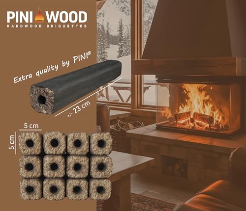 Miniatura 2 de Pini Kay Briquetas De Madera De Roble, 23 Cm De Largo, Cuadradas Con Agujero De Tracción, 22,5 Kg, Briquetas De Madera Dura, Briquetas De Madera De Roble, Chimenea, Horno Y Barbacoa