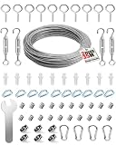 ovsor 65 Pièces Kit Cable Acier Inoxydable 2 mm x 35 m, avec Tendeur, Cable Inox 304 pour Plantes Grimpantes, Corde à Linge, Corde de Tente et Suspension de Luminaires