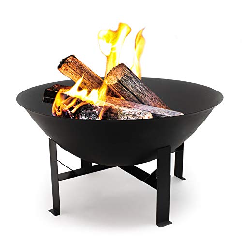WilTec Cuenco Fuego V3 Brasero Bol Recipiente Quemar Hoguera Fogata Jardín Terraza Exterior Ambiente Noche