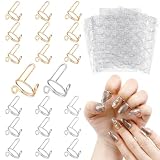 20PCS Wudu Nail Rings with 120PCS Adhesive Nails Tabs, Wudu Nail Rings for Acrylic Nails Non-Tarnish Adjustable No Glue No Adhesive Women Gift Ring Set for Manicure Decoration