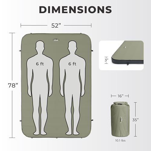 CORE Double Self Inflating Camping Bed | Perfect Blow Up Mattress for Travel Car Camping & Outdoor Use | Air & Foam Filled Inflatable Sleeping Pad for Adults by CORE - Used condition - Image 2