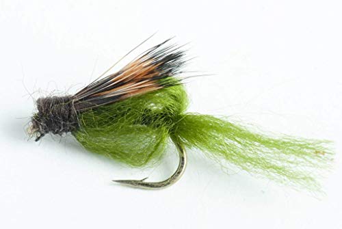 Blue Wing Olive Sparkle Pupa Emerger Fly, 6-Pack (Olive, 14)