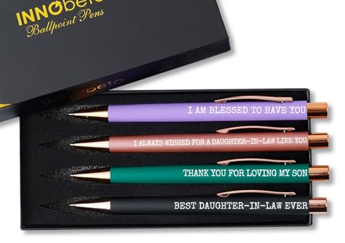 InnoBeta Daughter in Law Gifts Ballpoint Pen Set of 4, Funny Architect Gifts for Woman, Office Tools for Birthday, Christmas