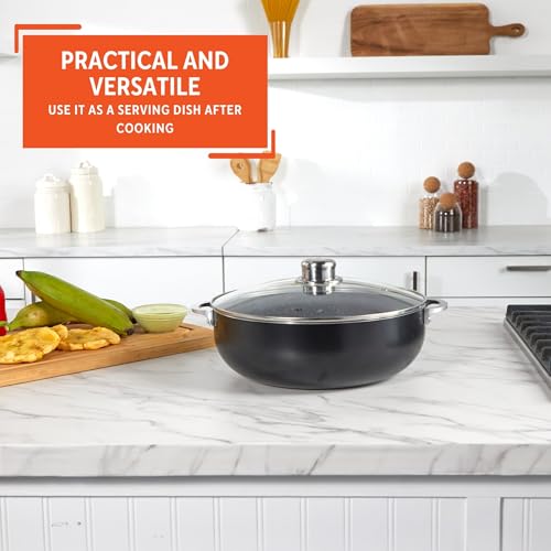 IMUSA 4.4Qt Bistro Ceramic Nonstick Caldero/Dutch Oven with Glass Lid, Black by Imusa - Used condition - Image 5