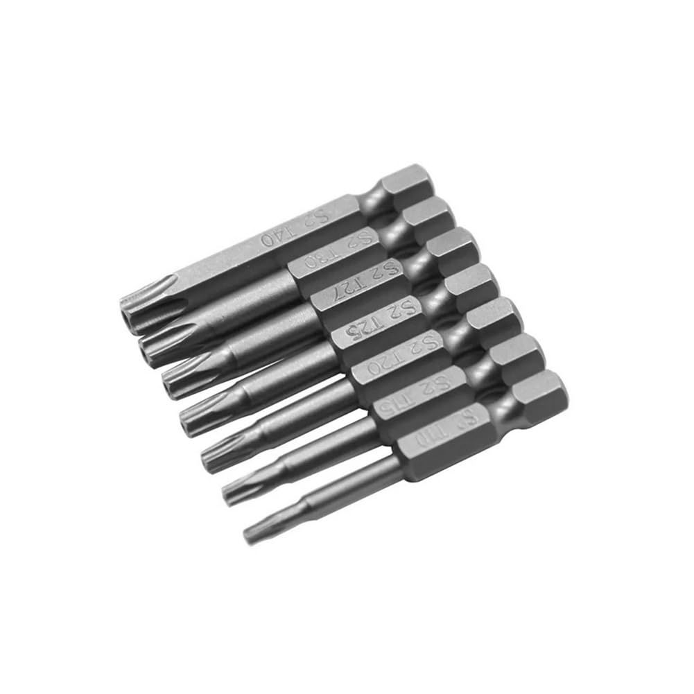 Ruxyoie 7Pcs 50Mm 7Pcs Five Star Screwdriver Bit Set, S2 Alloy Steel Magnetic