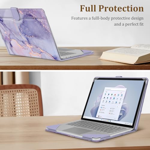 Fintie Sleeve Case for 13.8 Inch Microsoft Surface Laptop 8th (2026), 13.8 Inch Surface Laptop 7, 13.5 Inch Surface Laptop 6/5/4/3/2 - Folio Book Cover with Large Pocket, Lilac Marble by FINTIE - Used condition - Image 3