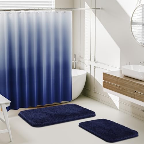 XLHOMO 15 Pcs Navy Blue Bathroom Sets