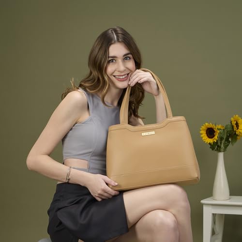 Image of Caprese Kai Tote Large Shoulder Bag for Women | Solid Pattern | Faux Leather | Zipper Closure | Spacious Office & Travel Tote | Stylish Work Bag | Elegant Handbag for Daily Use