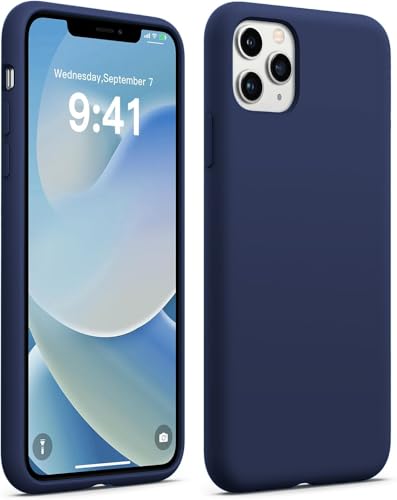 Image of DIZORO Microfiber Candy Case Compatible for iPhone 11 Pro 5.8 inch, Shockproof Slim Back Cover Liquid Silicone Case - Blue