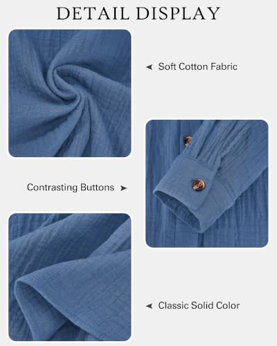 Image of NOLLSOM Casual Shirts for Women Long Sleeve Button Down Blouses Fall 2026 Solid Color Trendy Tops with Pocket