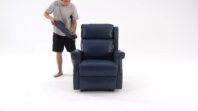 Sillón reclinable de cuero sintético Azul miniatura 7