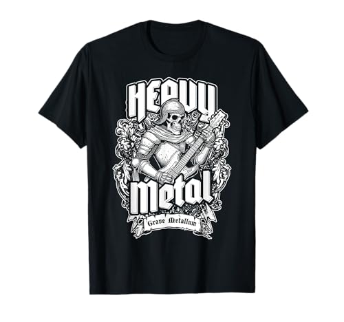 Stemma medievale Skull Knight Heavy Metal chitarrista Maglietta