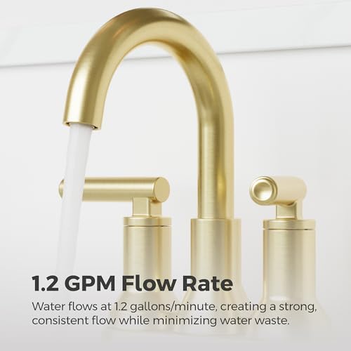 Pfister Capistrano Bathroom Sink Faucet LF048CSOBG 4 inch Centerset 2 Handle 3 Hole NSF Certified Brushed Gold Finish Vanity Faucet with Push & Seal Drain WaterSense by Pfister - Used condition - Image 8