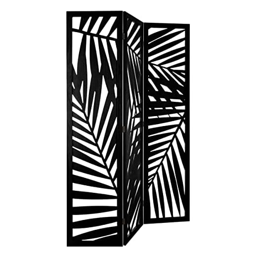 Atmosphera - Paravent Feuille - Bois - Noir H170 cm