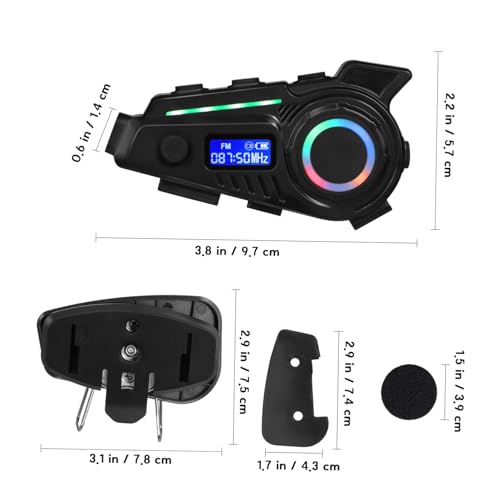 OKUMEYR バイク用ワイヤレスヘッド 軽量コンパクト 音楽保存 イヤホン型ヘルメット通信システム ノイズキャンセリング ライト付き 音声操作