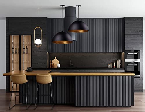 Vintage Black Pendant Light - Easric 2 Pack Industrial Hanging Light Fixture with Metal Dome Gold Lamp Shade and Adjustable Height Vintage Pendant Lighting for Kitchen Island Dining Room Bar by FRIDEKO HOME - Image 2