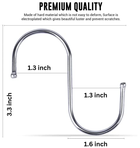 Whitecloudz 30 Pack S Hooks For Hanging Plants, S Hooks For Hanging Clothes, Stainless Steel S Hooks Heavy Duty, Durable S Shaped Hooks For Kitchen, Large S Hooks For Hanging Heavy Duty, Closet Hooks #TOP2