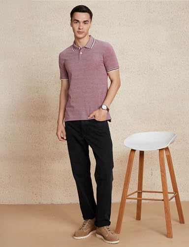 Image of Amazon Brand - Symbol Men's Cotton Rich Textured Polo Tshirts | Collar Plain Tshirts | Half Sleeves - Regular Fit (Available in Plus Sizes)