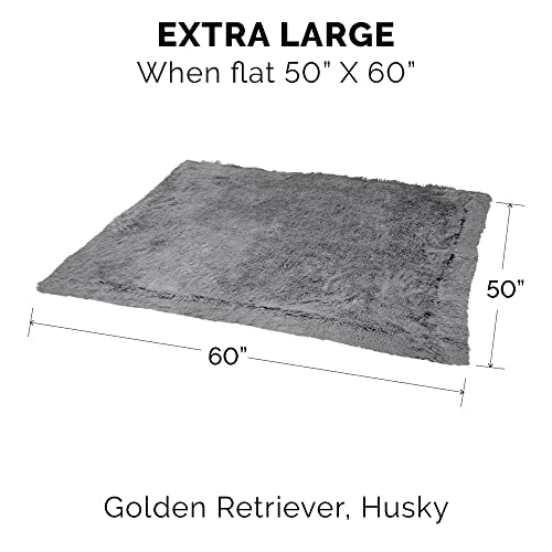 Furhaven XL Waterproof Calming Plush Long Faux Fur & Velvet Dog Blanket, Washable - Gray, Extra Large by Furhaven - Image 2