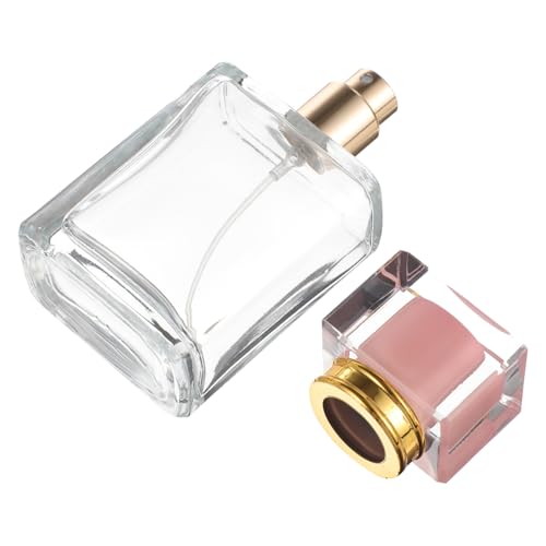 JOINPAYA Botella de Spray de Perfume Vacía de Vidrio Transparente de 50 Ml Tapa Rosa, Pulverizador Recargable de Niebla Fina para Viajes y Uso Personal