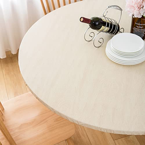 LIBERECOO Round Vinyl Fitted Tablecloth with Flannel Backing Elastic Edge Table Cover Waterproof Stain-Resistant Wipeable Tablcloths Fits 57-65" Round Tables by LIBERECOO - Image 8