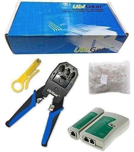 Cable Tester +Crimp Crimper +100 RJ45 CAT5 CAT5e Connector Plug Network Tool Kit