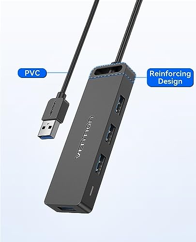 USB Hub VENTION 4-Port USB 3.0 Hub 1.5FT Ultra-Slim Data USB Splitter Charging Supported Compatible with MacBook, Laptop, Surface Pro, PS4, PC, Flash Drive, Mobile HDD - Thumbnail 4
