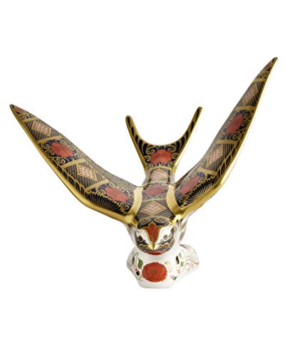 Image of Royal Crown Derby 1st Quality Imari Solid Gold Band Swallow Paperweight