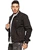 Enzo Mens Designer Denim Jacket Western Classic Style Trucker Vintage Style Coat (L, Black) #2