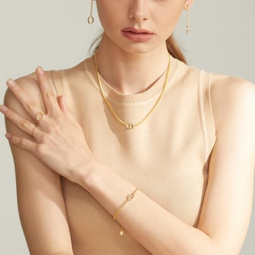 Semper.L 14K Gold Plated Dainty Layered Anchor Chain Bracelet for Women – Adjustable Minimalist Pendant Jewelry, Trendy Fashion Gift | Star & Anchor Bracelet (Anchor) by Semper.L - Used condition - Image 5
