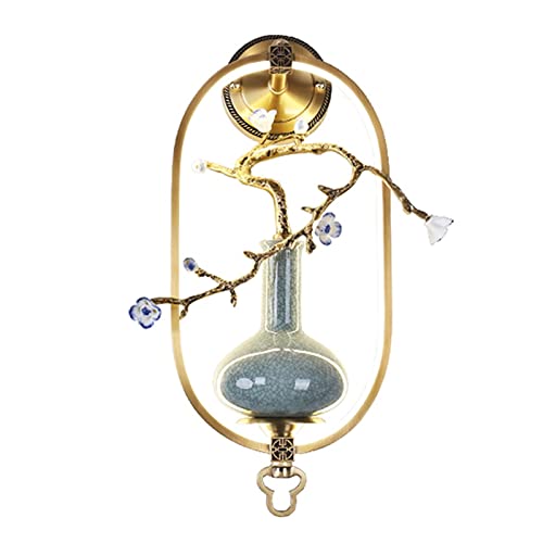 DFAGCOKN New Chinese Style Copper Wall Lamp Ceramic Vase Wall