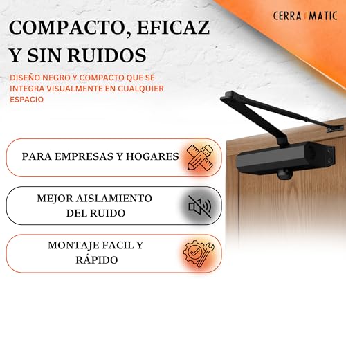 Miniatura 9 de Cerramatic M-200, Cierrapuertas Automatico, Muelle Puerta Con Brazo Articulado Hidráulico, Muelle Cierrapuertas De 40-65kg, Cierre Puerta, Cierra Puertas Automatica.