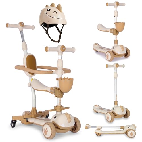 Twinly Dinly Trottinette évolutive 3 en 1 avec casque, 1–6 ans, Blanc