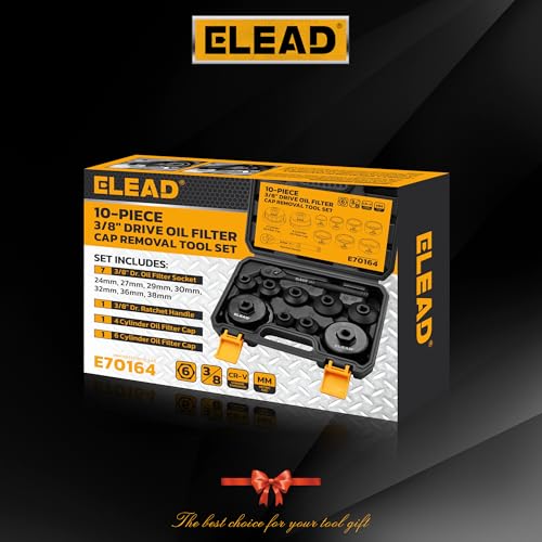 ELEAD 10-Piece Oil Filter Socket Wrench Set, 3/8" Drive Metric Cap Oil Filter Removal Tool, Low Profile Filters Socket Set with Ratchet Wrench Handle, Oil-change Kit Compatible with Toyota BMW Honda by ELEAD - Image 2