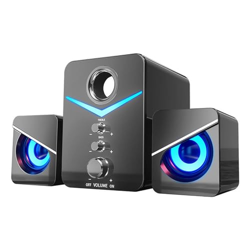 ZYMY PC Speakers with Subwoofer, USB Powered Computer Speakers for Desktop 3.5mm Jack Aux Input, Gaming Speakers for Monitor with LED light - Black ZYMY PC Speakers with Subwoofer, USB Powered Computer Speakers for Desktop 3.5mm Jack Aux Input, Gaming Speakers for Monitor with LED light - Black