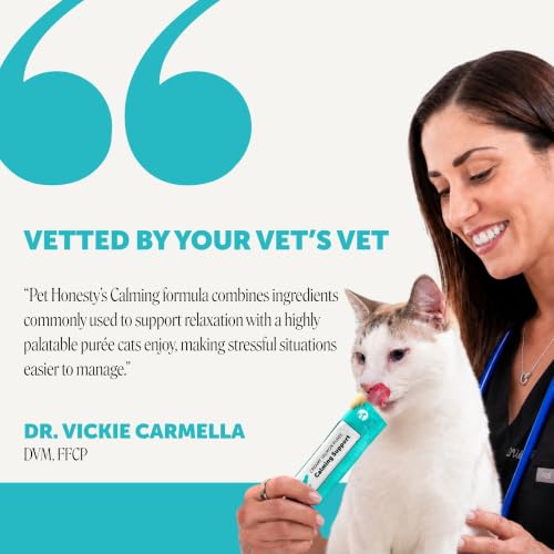 Pet Honesty Cat Lickable Treats with L-Theanine & Chamomile - Squeezable Puree Pouches for Cats - Behavior Support for Travel, Vet Visits, Grooming, & Separation (Salmon, 20 Ct) - Image 5